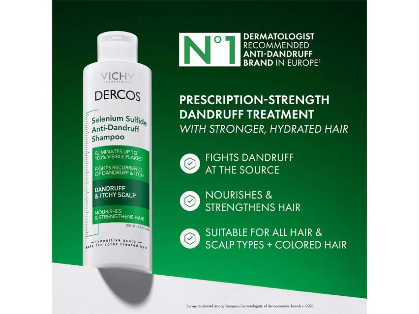 Vichy Dercos Anti-Dandruff Routine with Hydrating Scalp Treatment Serum