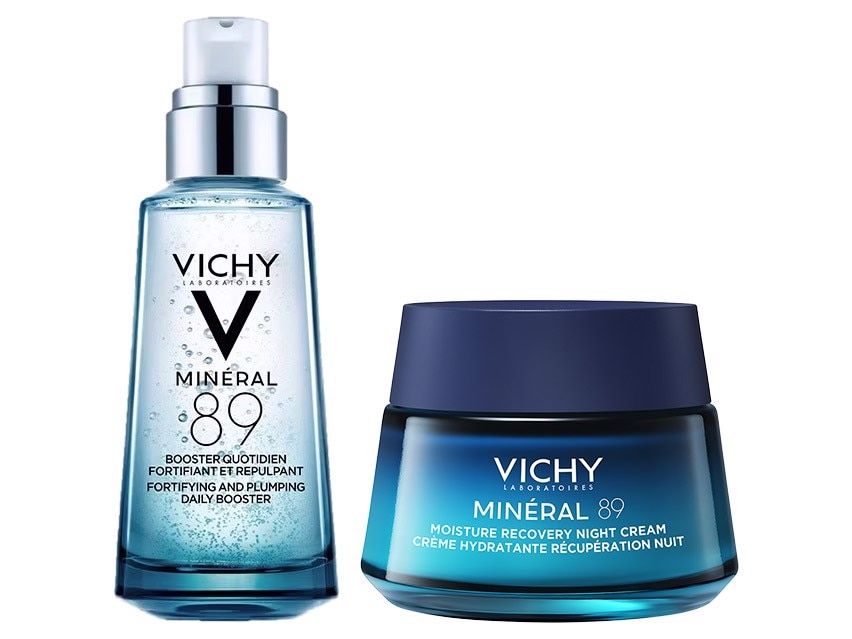 Vichy Mineral 89 Hyaluronic Acid Face Serum & Moisture Recovery Night Cream Duo