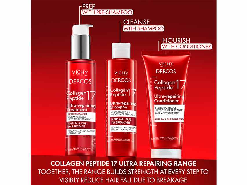 Vichy Dercos Collagen Peptide 17 Ultra-Repairing Shampoo