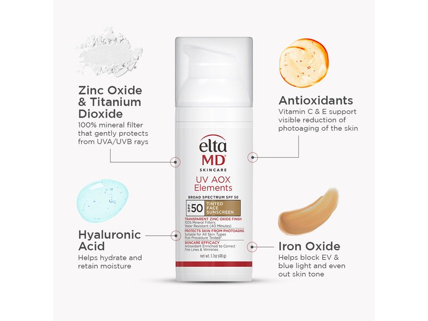EltaMD UV AOX Elements Tinted Broad Spectrum SPF 50 - Upgraded Formula
