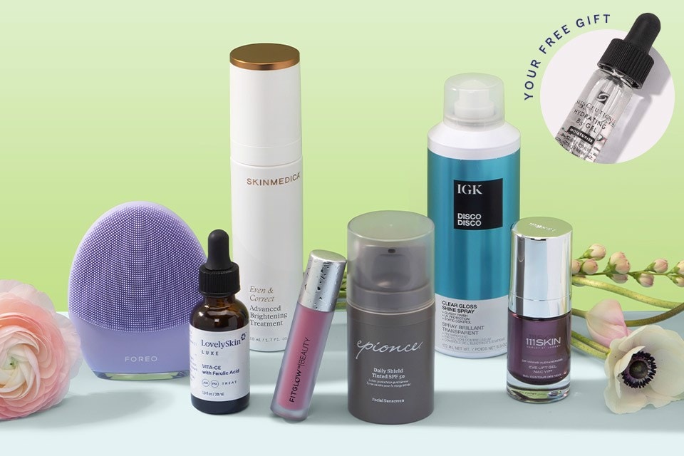 Popular brands like SkinMedica, Epionce, 111Skin and IGK with spring florals
