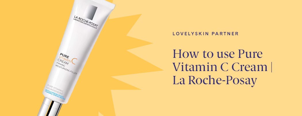 White La Roche-Posay Vitamin C cream tube against a yellow background