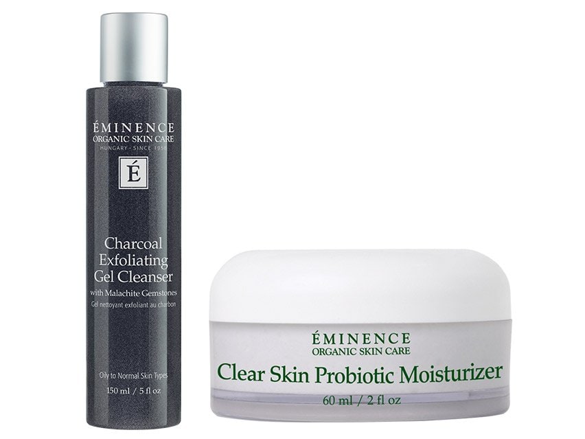 Eminence Organics Charcoal Exfoliating Cleanser &amp; Clear Skin Moisturizer Duo for Men