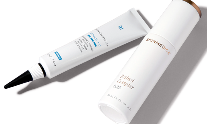 Two retinol skin care products.