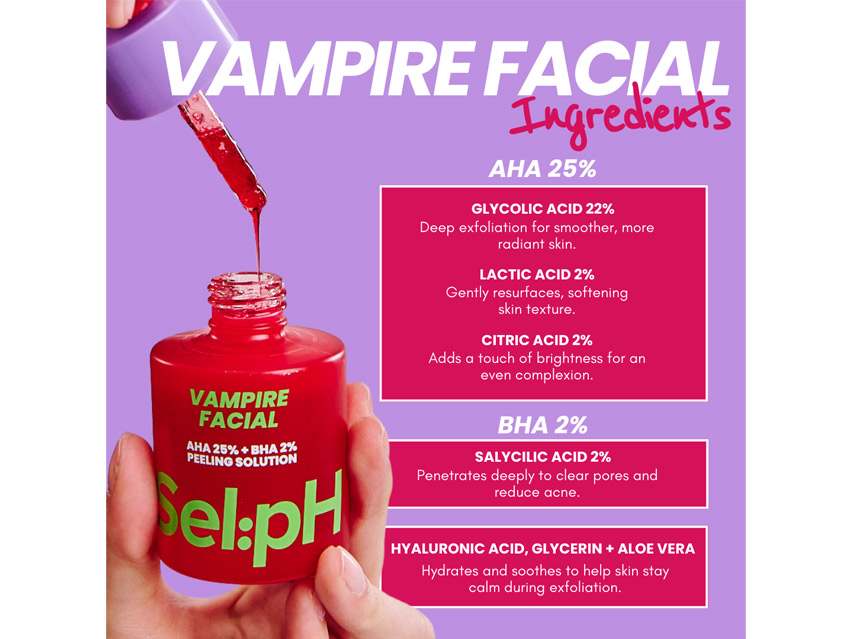 SelpH Vampire Facial AHA 25% + BHA 2% Peeling Solution