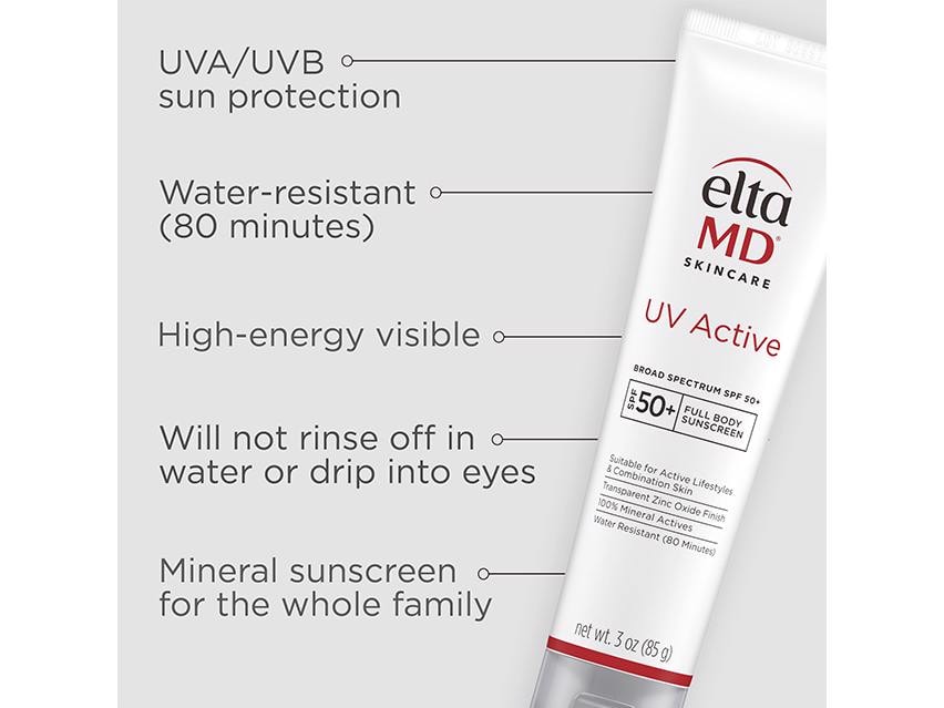 EltaMD UV Active Broad Spectrum SPF 50+ Mineral Full Body Sunscreen - 3.0 fl oz
