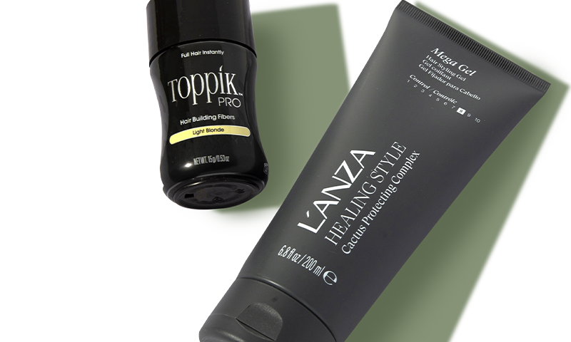 Three men's styling products from Toppik PRO and L'ANZA.