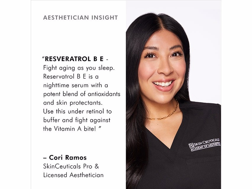 Aesthetician insights on SkinCeuticals Resveratrol B E Antioxidant Night Concentrate Treatment