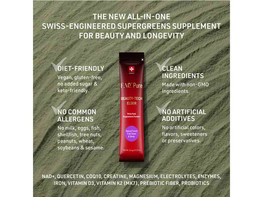 FOREO Beauty-Tech Elixir Daily Food Supplement Powder - Natural Forest Fruit Flavor &amp; Stevia