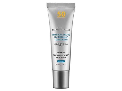 Oil-Free Sunscreen. SkinCeuticals Physical Matte UV Defense Tinted Sunscreen SPF 50